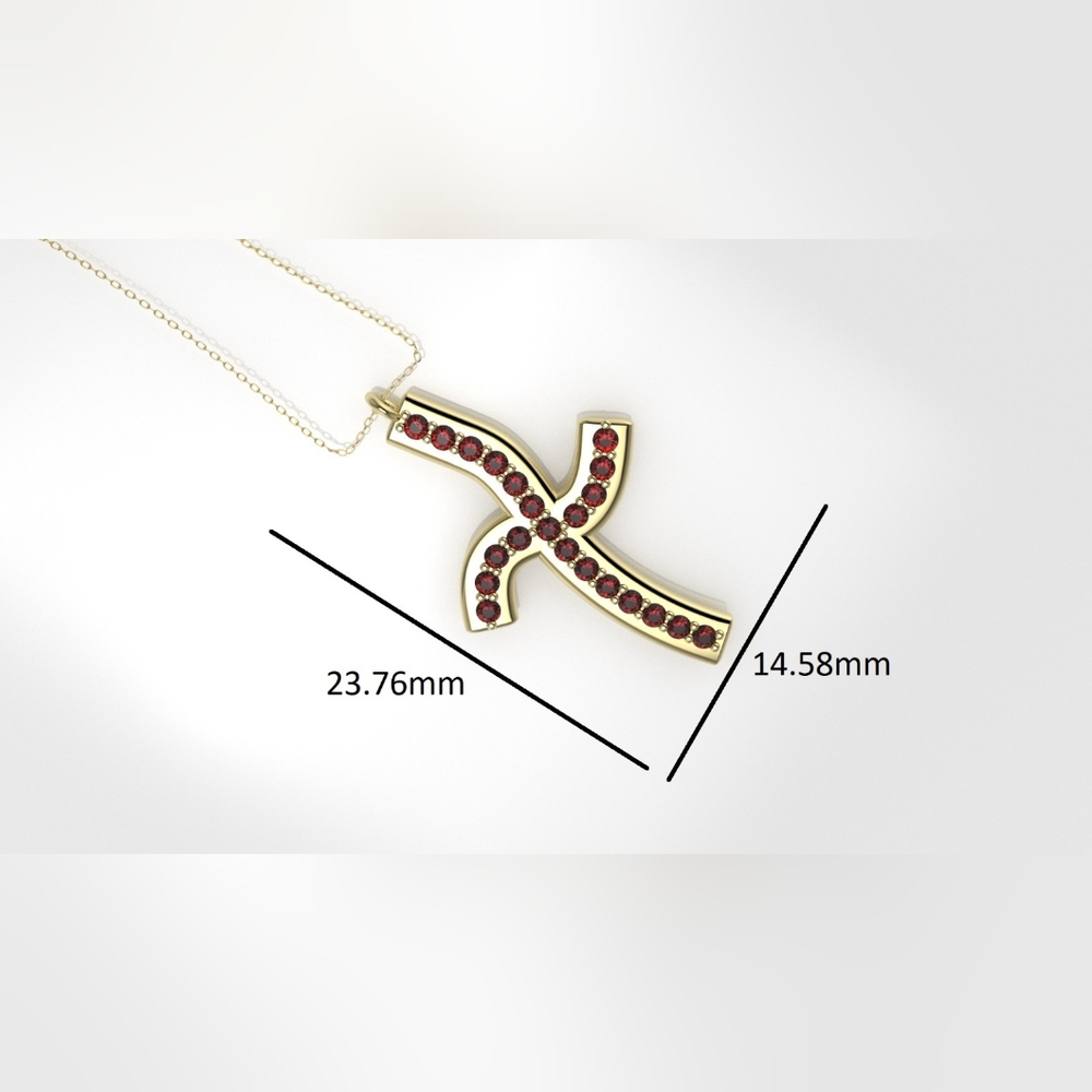 14k Pendant With 22 Ruby, Cross Style, Only Penda… - image 2